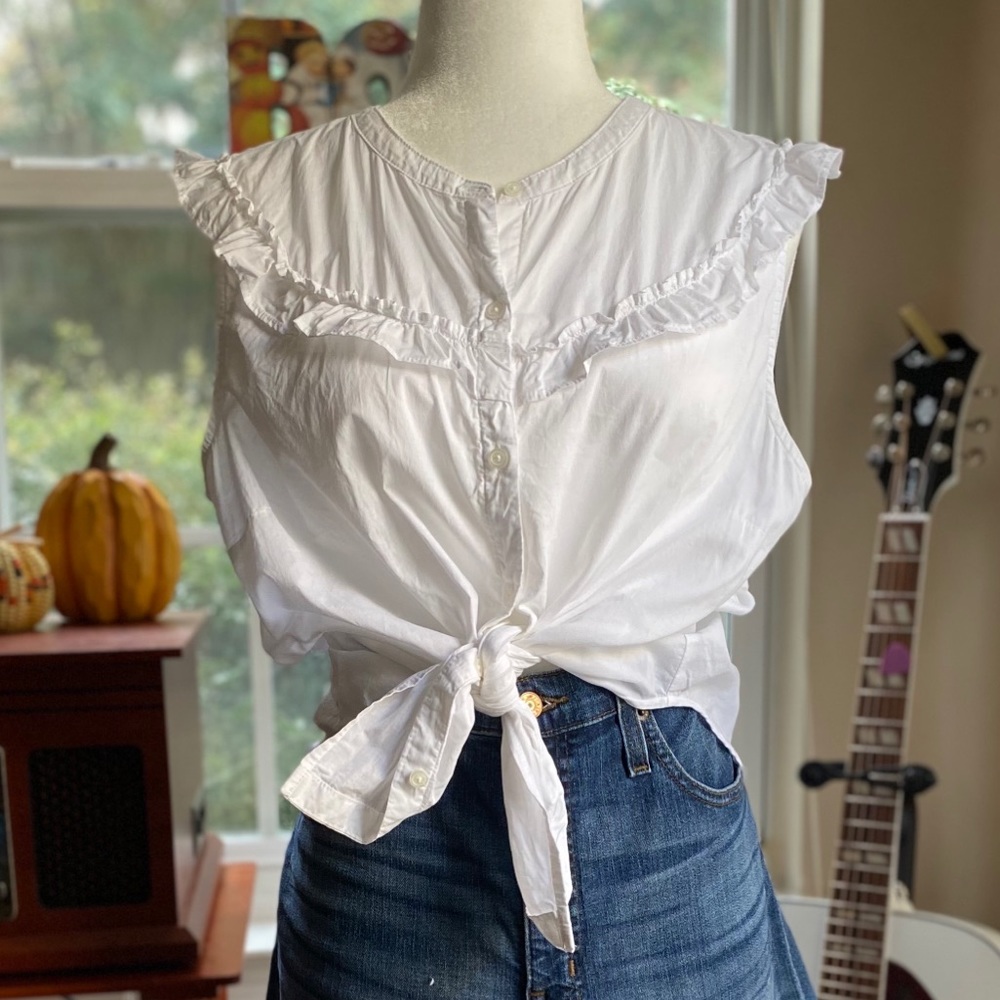White ruffle sleeveless blouse - L - Old Navy